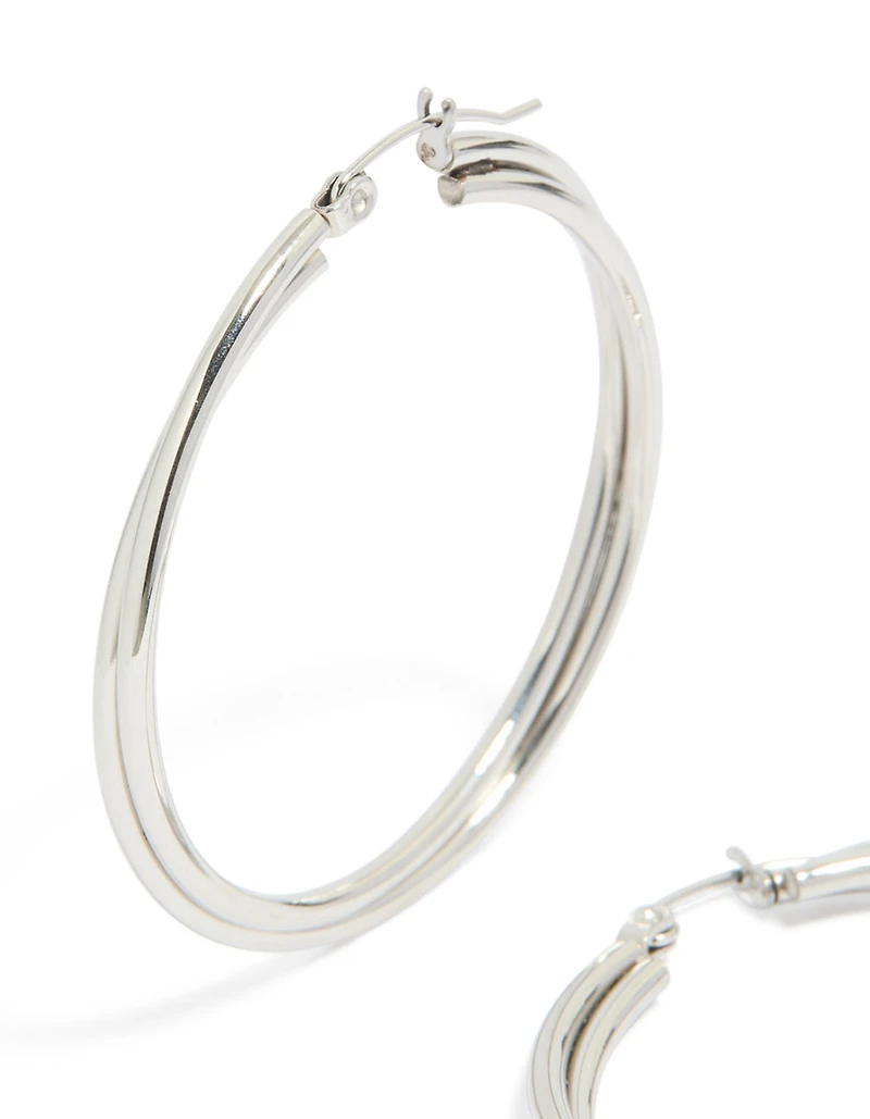 Surgical Steel Crossover Hoop Earrings 40 MM