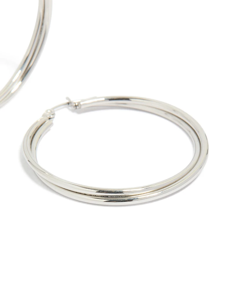 Surgical Steel Crossover Hoop Earrings 40 MM