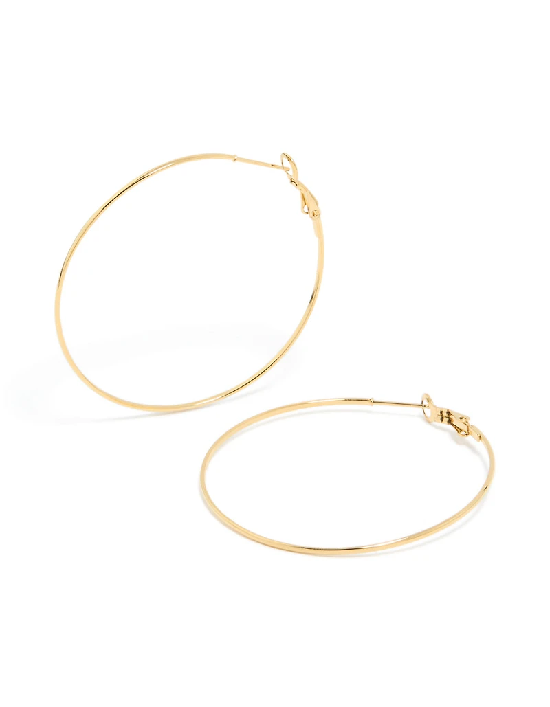 Gold Plated Surgical Steel Fine Hoop Earrings 50 MM