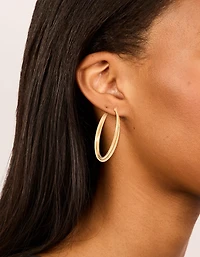 Gold Plated Surgical Steel  Crossover Hoop Earrings 40 MM