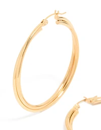 Gold Plated Surgical Steel  Crossover Hoop Earrings 40 MM