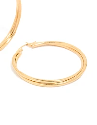 Gold Plated Surgical Steel  Crossover Hoop Earrings 40 MM