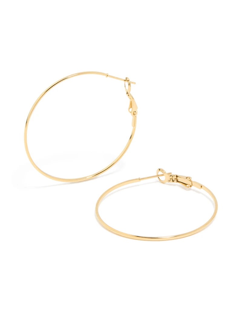 Gold Plated Surgical Steel Fine Hoop Earrings 40 MM