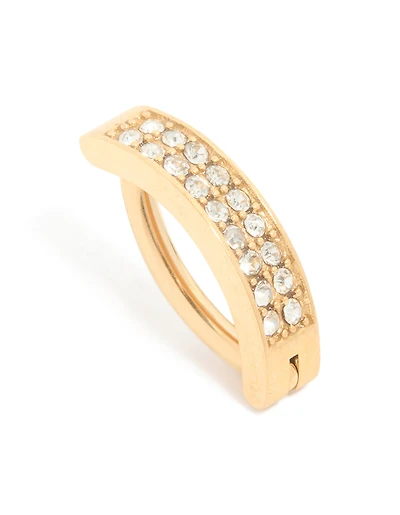 Gold Plated Titanium Cubic Zirconia  Cluster Curved Ring Belly Ring