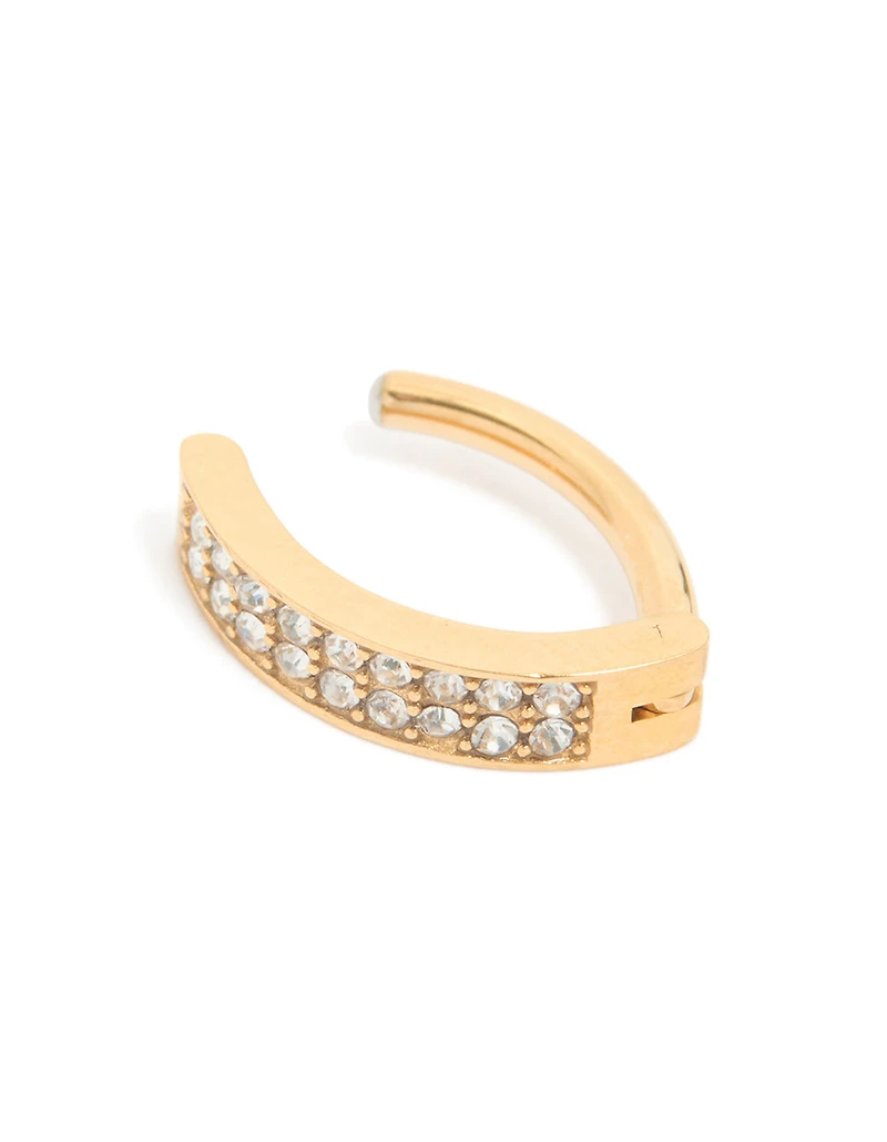 Gold Plated Titanium Cubic Zirconia Cluster Curved Ring Belly Ring