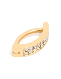 Gold Plated Titanium Cubic Zirconia  Cluster Curved Ring Belly Ring