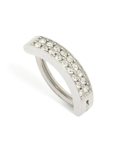 Titanium Cubic Zirconia Cluster Curved Ring Belly Ring