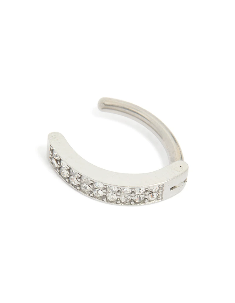 Titanium Cubic Zirconia Cluster Curved Ring Belly Ring