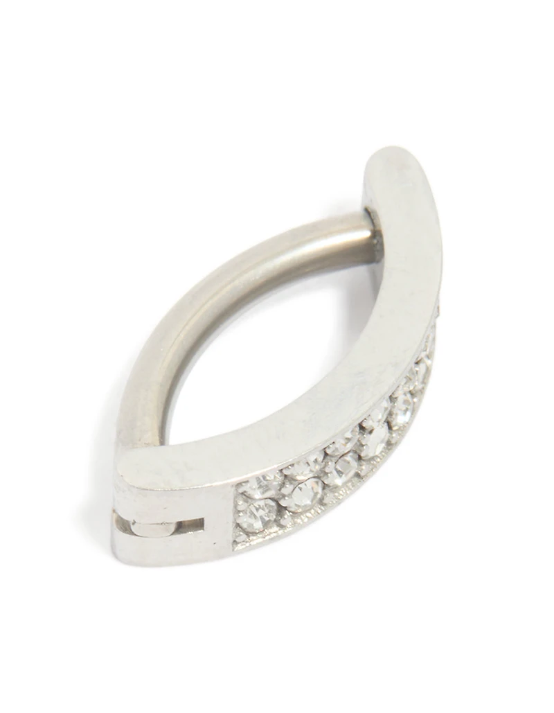 Titanium Cubic Zirconia  Cluster Curved Ring Belly Ring