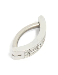 Titanium Cubic Zirconia  Cluster Curved Ring Belly Ring
