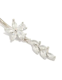 Titanium Cubic Zirconia Flower Vine Belly Bar
