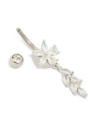Titanium Cubic Zirconia Flower Vine Belly Bar