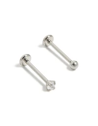 Titanium Cubic Zirconia Threadless Flat Back Nose Studs