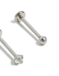 Titanium Cubic Zirconia Threadless Flat Back Nose Studs