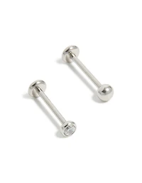 Titanium Bezel Cubic Zirconia  Threadless Flat Back Nose Studs
