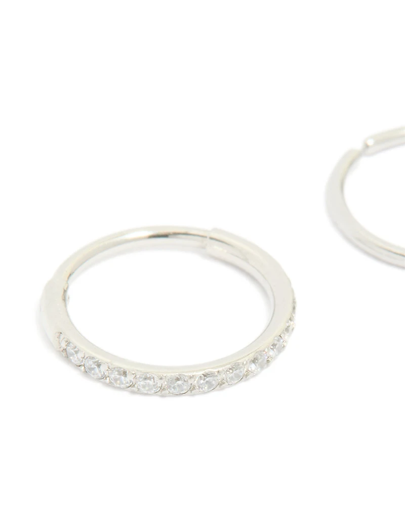Surgical Steel Cubic Zirconia Hinged & Plain Nose Rings 2-Pack