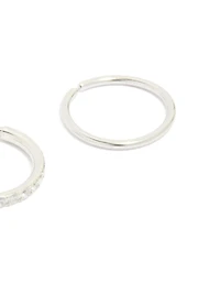 Surgical Steel Cubic Zirconia Hinged & Plain Nose Rings 2-Pack