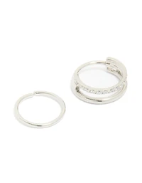 Surgical Steel Cubic Zirconia Hinged & Simple Nose Rings 2-Pack