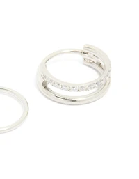 Surgical Steel Cubic Zirconia Hinged & Simple Nose Rings 2-Pack
