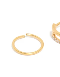 Gold Plated Surgical Steel Cubic Zirconia & Simple  Nose Rings 2-Pack