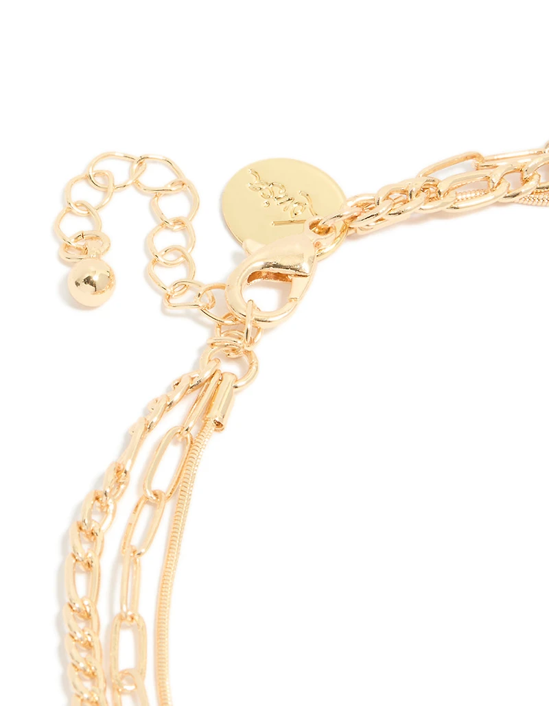 Ensemble de bracelets de cheville et d’orteils en chaîne lisse en or