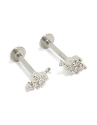 Surgical Steel Cubic Zirconia Arrow Heart Flat Back Studs