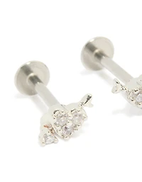 Surgical Steel Cubic Zirconia Arrow Heart Flat Back Studs