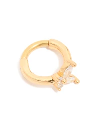 Stainless Steel Micro Cubic Zirconia Butterfly Clicker Ring