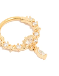 Gold Plated Surgical Steel Cubic Zirconia Planet Zirconia Drop Clicker Ring