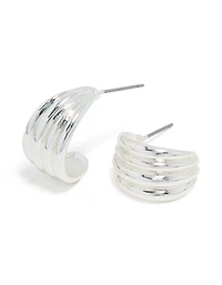 Boucles d’oreilles à cerceaux ouverts à rainures argentées