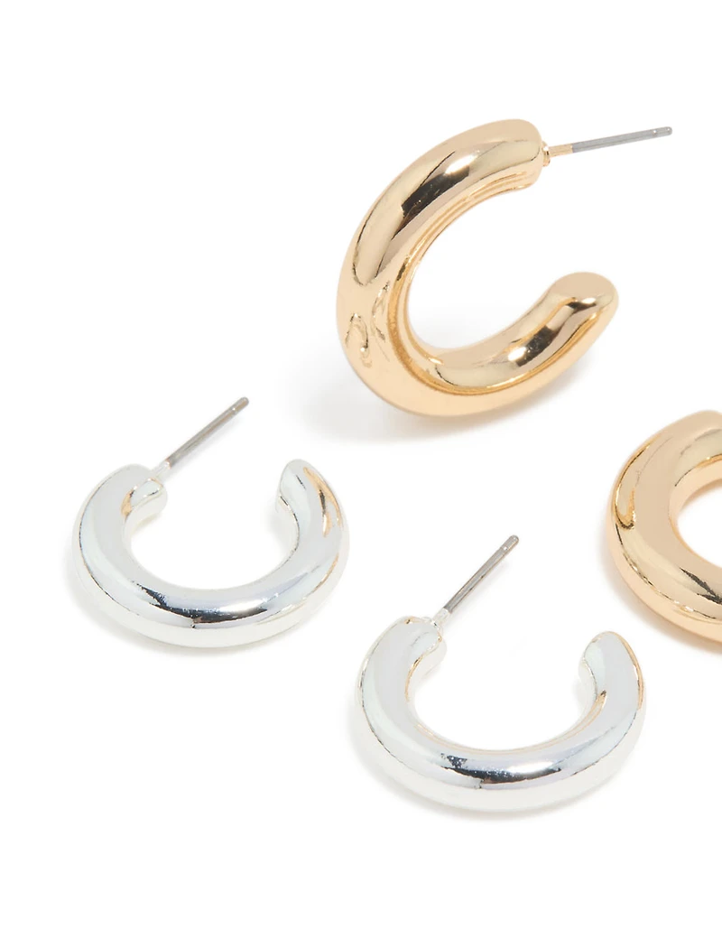Pack de 2 boucles d’oreilles à cerceaux ouverts en métal mixte