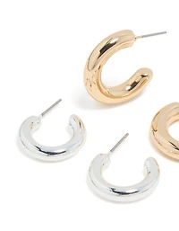 Pack de 2 boucles d’oreilles à cerceaux ouverts en métal mixte