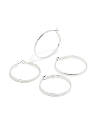 Pack 2-pack de boucles d’oreilles à cerceaux à texture mixte argentée