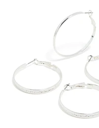 Pack 2-pack de boucles d’oreilles à cerceaux à texture mixte argentée