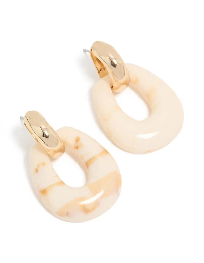 Boucles d’oreilles tombantes en acrylique doré et crème