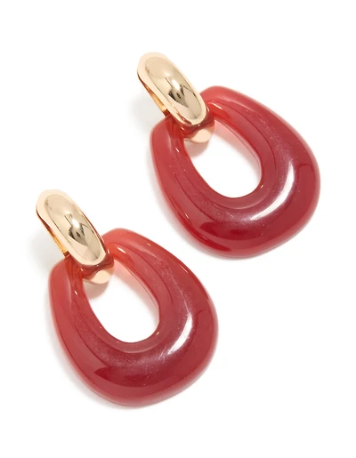 Boucles d’oreilles tombantes en acrylique en or et rouge