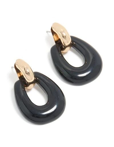 Boucles d’oreilles tombantes en acrylique en or et noir