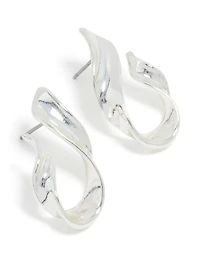 Silver Organic Flame Stud Earrings