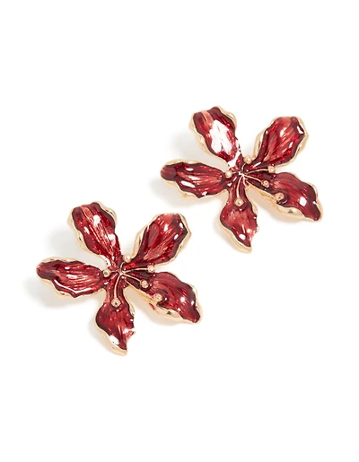 Boucles d’oreilles en forme de clous dorées rouges