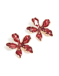 Boucles d’oreilles en forme de clous dorées rouges