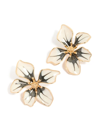 Boucles d’oreilles en forme de clous peintes en or, blanc, jaune et noir