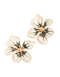 Boucles d’oreilles en forme de clous peintes en or, blanc, jaune et noir