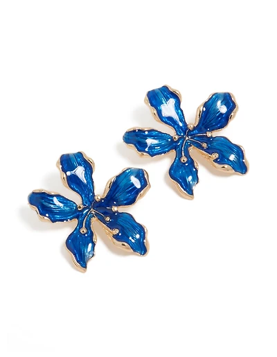Boucles d’oreilles dorées en forme de clous bleu foncé
