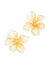 Boucles d’oreilles en forme de clous peintes en or, blanc et jaune