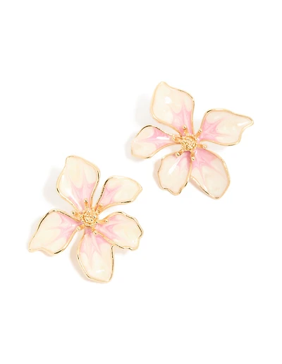 Boucles d’oreilles en forme de clous peintes en or, blanc et rose