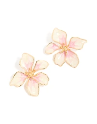 Boucles d’oreilles en forme de clous peintes en or, blanc et rose