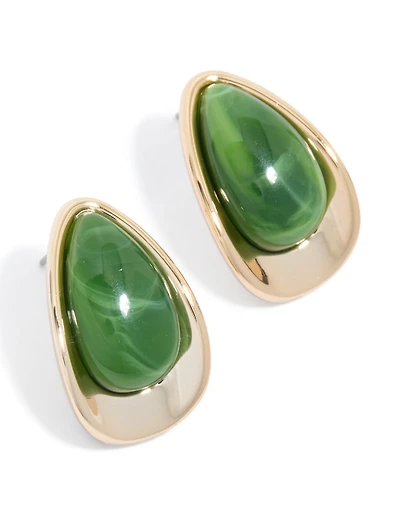 Boucles d’oreilles en perles perlées dorées vert foncé
