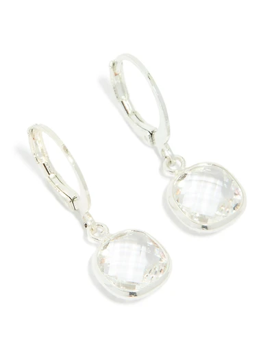 Boucles d’oreilles carrées Huggie en argent, diamants