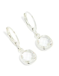 Boucles d’oreilles carrées Huggie en argent, diamants