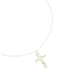 Silver Diamante Cross Necklace